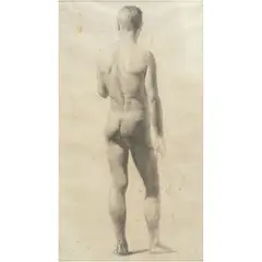 DESNUDO MASCULINO by Adrián Unzueta, Grafito y carboncillo sobre papel, sold Feb 2025
