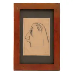 Autor No Identificado, Rostro de perfil, Grafito sobre papel
