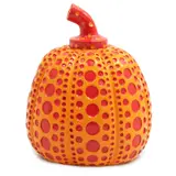 Pumpkin - Yellow and red by Yayoi Kusama, Escultura en resina laqueada sin número de tiraje, offered Jan 2025