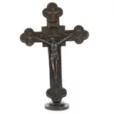 Crucifijo, MÉXICO, SIGLO XXI, Bronce, patinado en color marrón