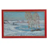 Borsov Viktor Alexéyevic, En el río Sorot, Mijáilovski, 1984, 1984, Óleo sobre tela