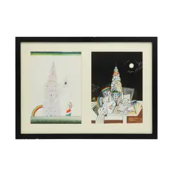 Saul Steinberg, Chrysler bulding day and night. Derriere / c Miroir, Litografía offset sin número de tiraje