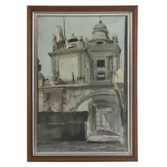 Manuel Arrieta, Campanario, Acuarela sobre papel