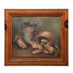 Sara César, Bodegón con mazorcas, 1987, Óleo sobre tela