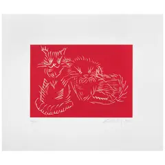 Cats Red by Ai Weiwei, 2022, Serigrafía sobre papel Saunders Watwerford, prensado en caliente 128 / 150, sold Dec 2024
