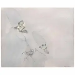 Rafael Coronel, Dos personajes, Tinta y lápiz de grafito sobre papel