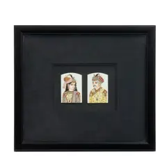 Pareja Real, INDIA, SIGLO XX, Óleo sobre lámina de marfil, enmarcados