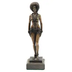 Zonga*, MÉXICO, SIGLO XX, Bronce, patinado en color marrón; con base de mármol gris