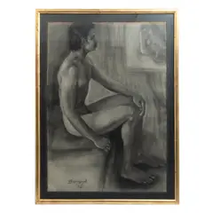 Ignacio Beteta, Desnudo masculino, 1972, Carboncillo sobre papel