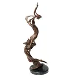 Sirena y Tritón, SIGLO XX, Bronce, patinado en color marrón; base de mármol negro