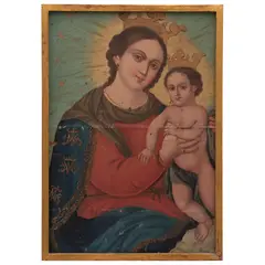 Virgen del Refugio, MÉXICO, SIGLO XIX, Óleo sobre tela