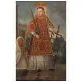 San Lorenzo Con Donante, MÉXICO, SIGLO XVIII, Óleo sobre tela