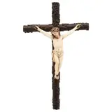 Cristo Crucificado, ORIGEN HISPANO-FILIPINO, CA., 1800, Talla en marfil con detalles entintados y policromados sobre cruz de madera tallada