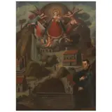 Virgen de Covadonga Con Donante, MÉXICO, SIGLO XVIII, Óleo sobre tela