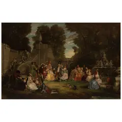 Henry Andrews, FIESTA GALANTE, Óleo sobre tela Firmado "H