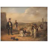 Atribuído A Robert Léopold Leprince, ESCENA CON MILITARES, Óleo sobre tela