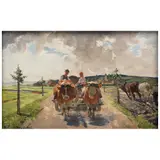 Max Bergmann, ESCENA CAMPESTRE, Óleo sobre madera