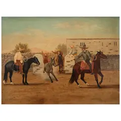 Ernesto Icaza Sánchez, MANGANEANDO A PUERTA DE CORRAL, Óleo sobre aglomerado de madera