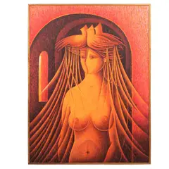 Miguel Hernández Urbán, Sor Juana en el Claustro, 1995, Acrílico sobre tela