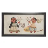 José María Servín, Niños con Flores, Óleo sobre madera