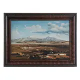 Anónimo, Vista de los volcanes, Óleo sobre tela