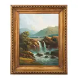Jesús Orozco Martínez, Paisaje con cascada, Óleo sobre tela