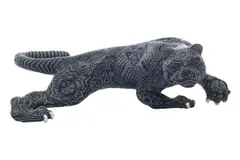 Menchaca Studio, JAGUAR EN NEGRO - GRIS, Escultura en resina, intervenida con chaquira