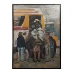 Oscar Ávila, Personajes Subiendo al camión, 1982, Óleo sobre tela