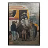 Oscar Ávila, Personajes Subiendo al camión, 1982, Óleo sobre tela