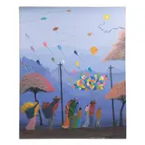 Poblado by Firmado F. Casanovas, Óleo sobre tela, sold Nov 2024