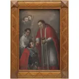 Manuel Caro, SAN LUIS GONZAGA RECIBE LA COMUNIÓN DE SAN CARLOS BORROMEO, Óleo sobre tela