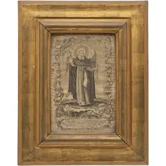 San Vicente Ferrer, MÉXICO, SIGLO XVIII, Grabado al aguafuerte sobre textil