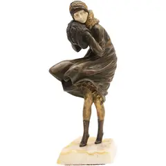 Demetre Haralam Chiparus, LA TORMENTA, Escultura criselefantina con base de mármol