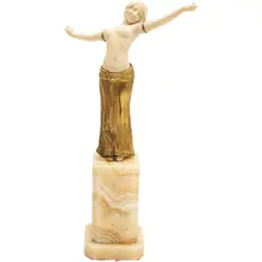 Louis Barthélemy, BAILARINA, Escultura criselefantina en base de ónix tallado