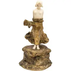 Dominique Alonzo, DESNUDO DE DAMA, Escultura criselefantina con base de bronce