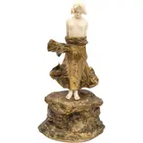 Dominique Alonzo, DESNUDO DE DAMA, Escultura criselefantina con base de bronce
