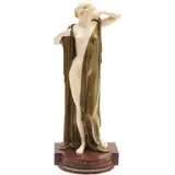 Ernst Seger, DESNUDO DE DAMA (HELENA), Escultura criselefantina con base de mármol
