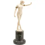 Louis Sosson, DESNUDO DE DAMA, Escultura criselefantina con base de mármol verde