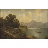Albert Lang, PAISAJE CON LAGO, Óleo sobre tela