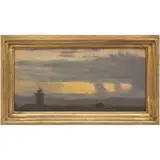José Inés Tovilla, PAISAJE CON IGLESIA, Óleo sobre tela montado sobre MDF