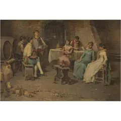 ESCENA DE TABERNA by Francesco Peluso, Óleo sobre tela, sold Nov 2024
