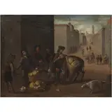 Escena de Mercado, EUROPA, CA., 1900, Óleo sobre tela