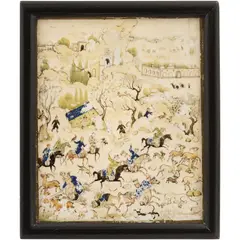 Escena Bélica, PERSIA, SIGLO XIX, Óleo sobre lámina de marfil