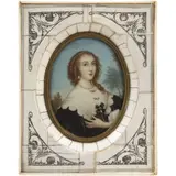 Retrato de Dama, EUROPA, SIGLO XIX, Óleo sobre lámina de marfil con marco de hueso