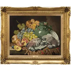 Charles T. Bale, BODEGÓN CON AVES Y GRANADAS, Óleo sobre tela