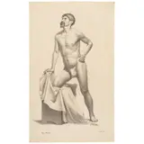 Isidro Martínez, ESTUDIO DE DESNUDO MASCULINO, Lápiz de grafito sobre papel