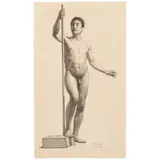 Isidro Martínez, ESTUDIO DE DESNUDO MASCULINO, Lápiz de grafito sobre papel