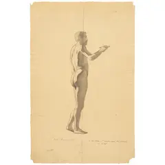 Isidro Martínez, ESTUDIO DE DESNUDO MASCULINO, Lápiz de grafito sobre papel