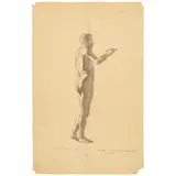 Isidro Martínez, ESTUDIO DE DESNUDO MASCULINO, Lápiz de grafito sobre papel