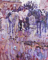 Arthur Maderson, Dusk, Tallow Horse Fair, Mixed Media